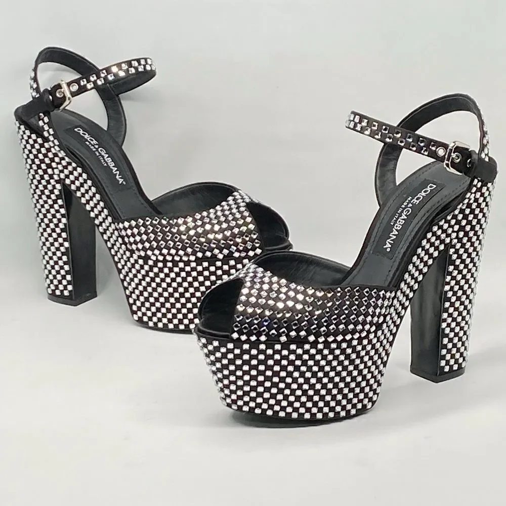 Dolce Gabbana Crystal-embellished platform sandals size 39